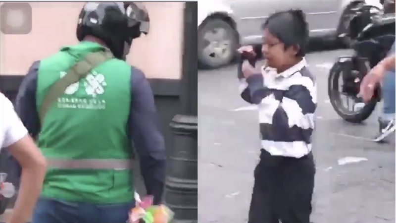 Inspector le quita sus flores a menor que las vendía en el Centro Histórico, lo deja llorando