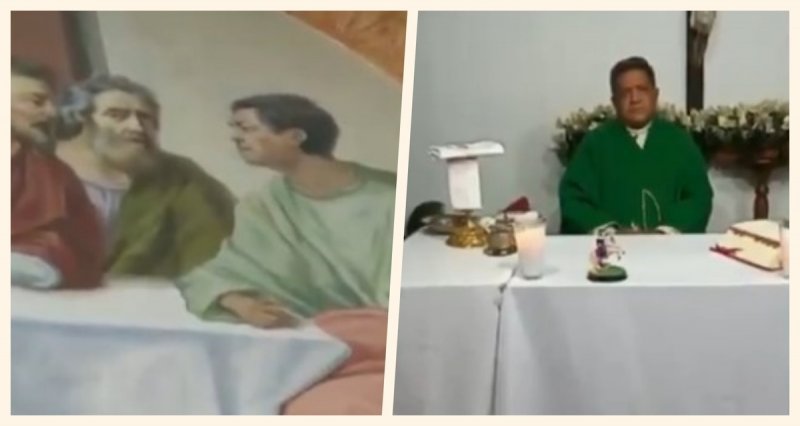Padre QUITA a APOSTOL en replica de ´La Última Cena´ para colocarse él mismo