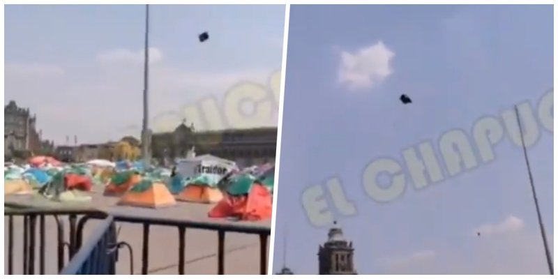 Una vez más VUELAN las casas de campaña de FRENAAA en el Zócalo; redes se burlan