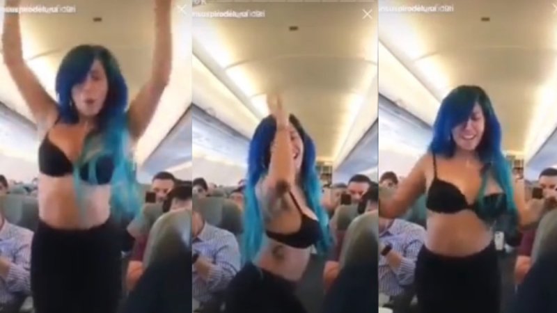VIDEO: Luna Bella se desnuda y “perrea” en avión, capital amenaza con bajarla del vuelo. 