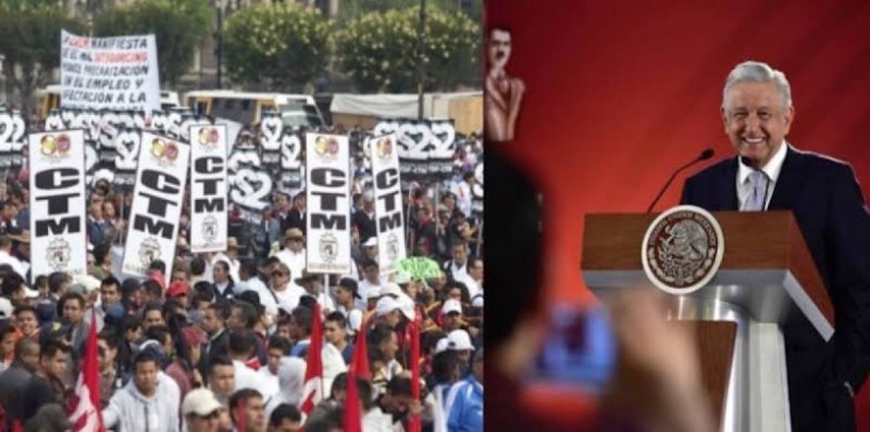 La CTM del PRI amenaza a AMLO con paro nacional por no respetar la ley. 