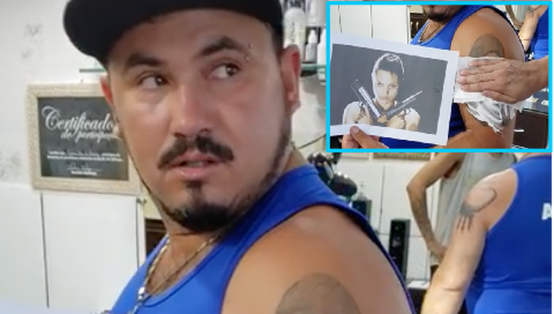 Sujeto se tatúa a Angelina Jolie en el brazo; el resultado es espantoso.