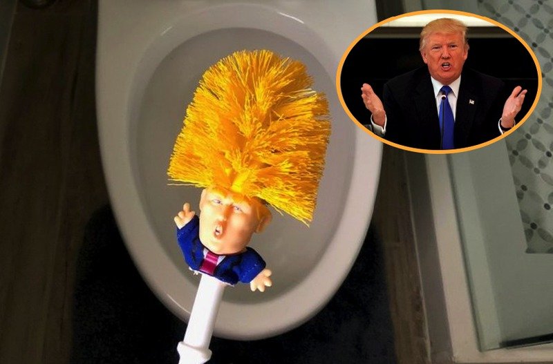 Hacen cepillo para inodoro con cabeza de Trumpy