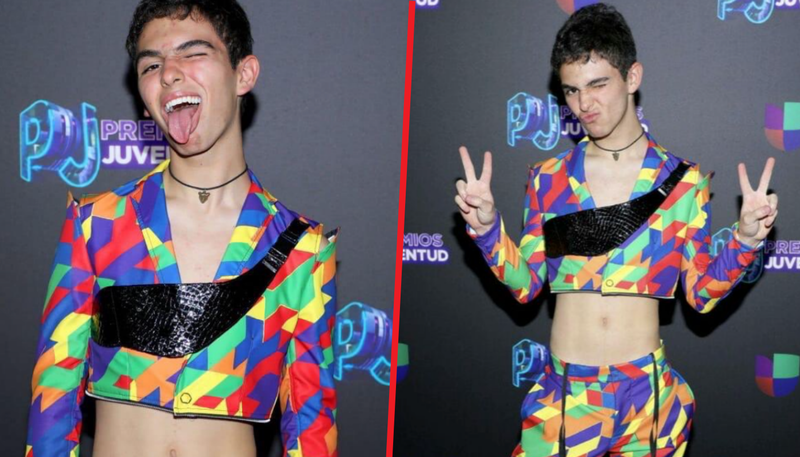 Joaquín Bondoni llega a los Premios Juventud en Miami con extravagante look. 