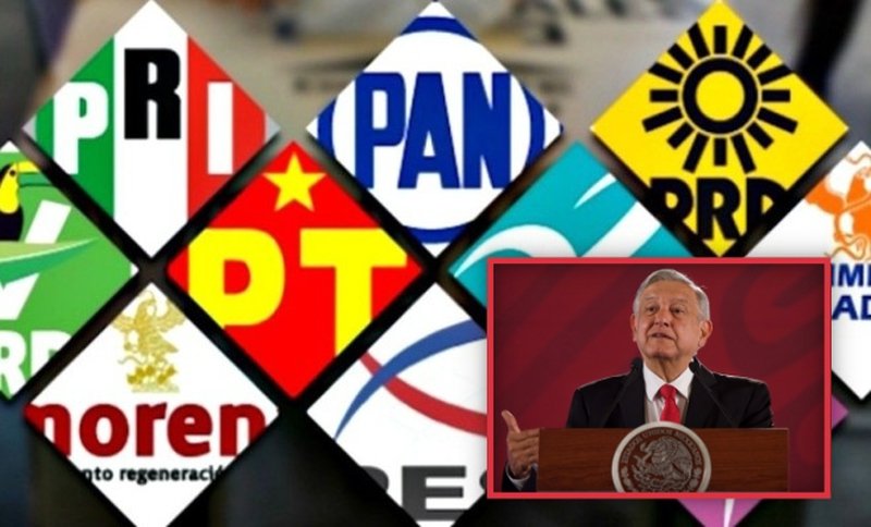 Sugiere AMLO a partidos políticos que regresen el 50% de sus prerrogativas a Hacienda.