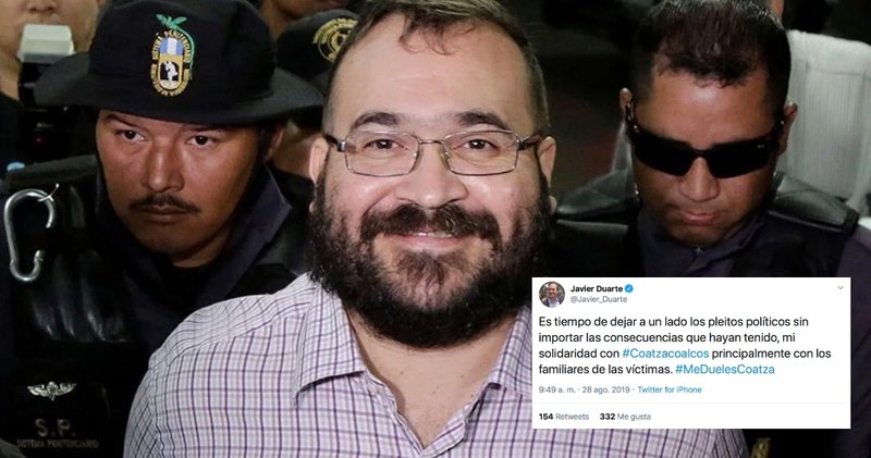 ¡Cinicazo! Usuarios le tunden magistralmente a Javier Duarte por lamentar masacre de Coatzacoalcos. 