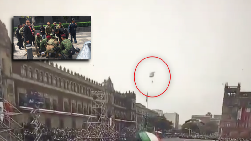 #BREAKING: Paracaidista de la SEMAR tiene problemas y se lesiona al aterrizar en desfile militar