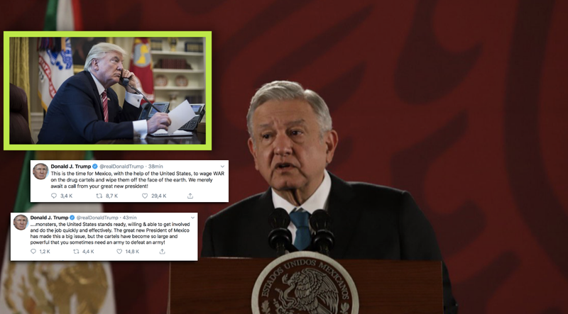 Trump propone que el ejército norteamericano combata a los cárteles en México, AMLO dice que no.