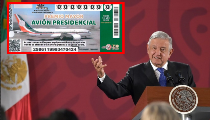 AMLO presenta como seria el boleto de la rifa del Avión Presidencial