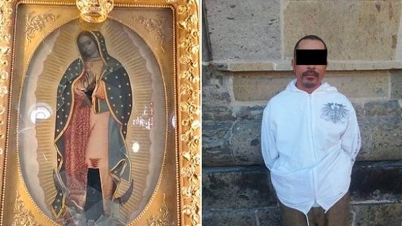 Sujeto rompe vitrina de la Virgen en la catedral de Zapopan 