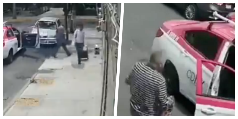 ¡Lo cacharon! Taxista es grabado llevándose refrescos en la calle