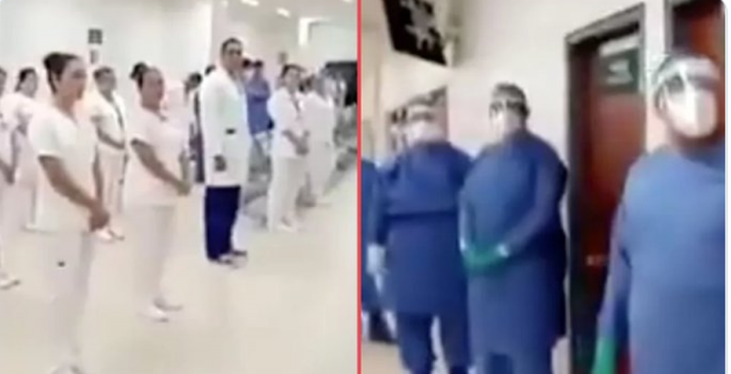 ¡La piel chinita! MÉDICOS y EFERMERAS entonan el HINMO nacional antes de iniciar LABORES