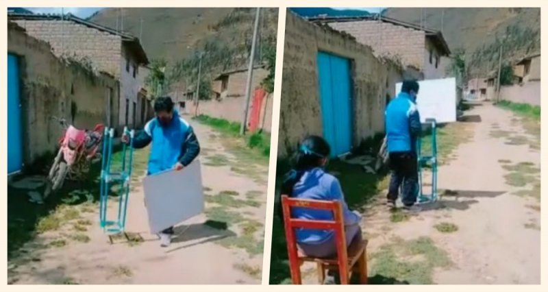 Profe camina 10Km diarios para dar CLASES casa por casa a sus alumnos