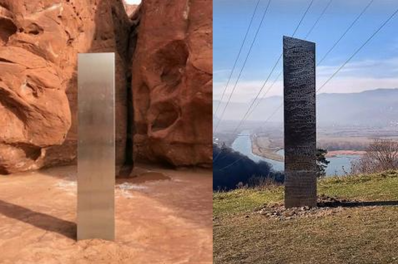 Aparece tercer monolito metálico; ahora fue en montaña en California