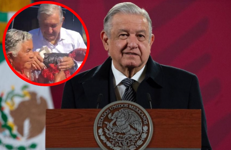 AMLO bromea con dar indulto á guajolote que mujer le regaló en Oaxaca