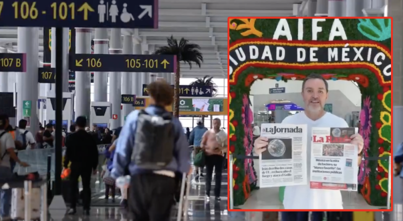 Redes se acaban a Federico Döring por intentar mostrar al AIFA vacío en Semana Santa 