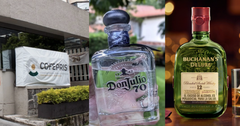 COFEPRIS alerta por tequila Don Julio 70 y whisky Buchanan s falsificados