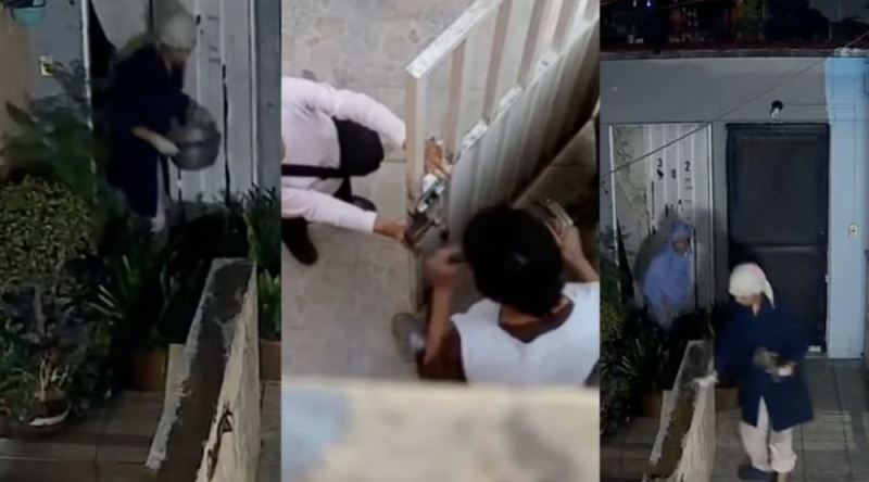 Exhiben a mujeres ensuciando con supuesto excr3m3nto edificio en CDMX