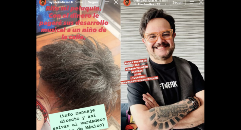 Aleks Syntek subasta su peluquín y comparte una serie de mensajes que generan preocupación