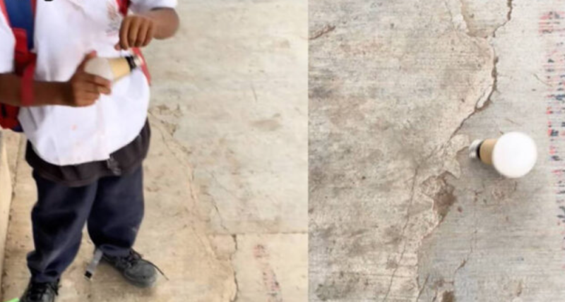 ¡Se le prendió el foquito! Niño convierte un foco en trompo y sorprende en redes