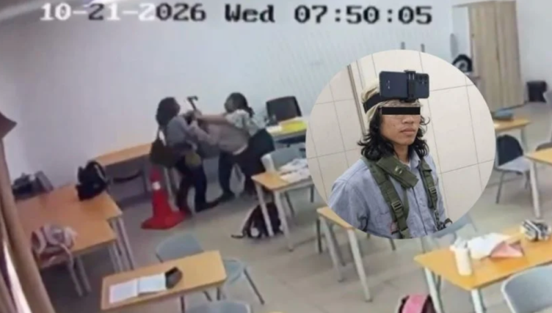 Filtran nuevo VIDEO de ataque escolar contra maestra de secundaria, un compañero le salvó la vida