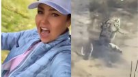 PUT...MADRE, de la VERG...; Thalía se encuentra con una rana, se asusta y dice VULGARIDADES