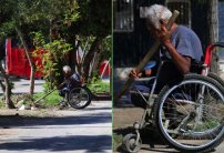 Viejito en silla de ruedas decide plantar árboles